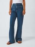 AND/OR Patch Pocket Flared Jeans, Mid Wash Blue
