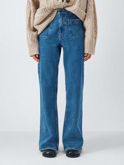 AND/OR Patch Pocket Flared Jeans, Mid Wash Blue, Mid Wash Blue