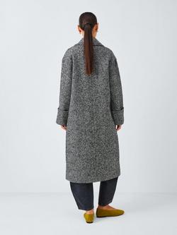 AND/OR Textured Herringbone Double Breasted Coat - view 2, Black