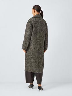 AND/OR Textured Herringbone Double Breasted Coat - view 2, Brown