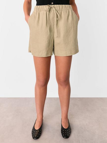 Whistles Linen Elasticated Shorts, Neutral, Neutral