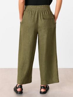 Whistles Petite Pocket Detail Pure Linen Trousers, Khaki - view 2, Khaki