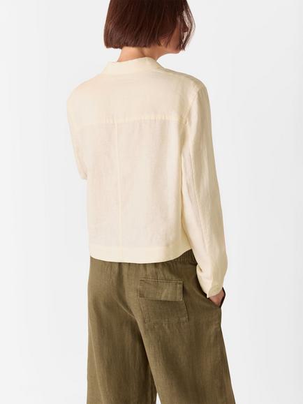 Whistles Abby Casual Linen Jacket - view 2, Ivory