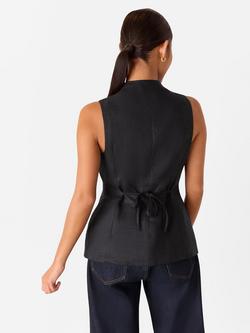 Whistles Petite Molly Linen Waistcoat, Black - view 2, Black