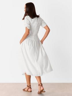 Whistles Avery Cotton Smocked Midi Dress - view 2, White