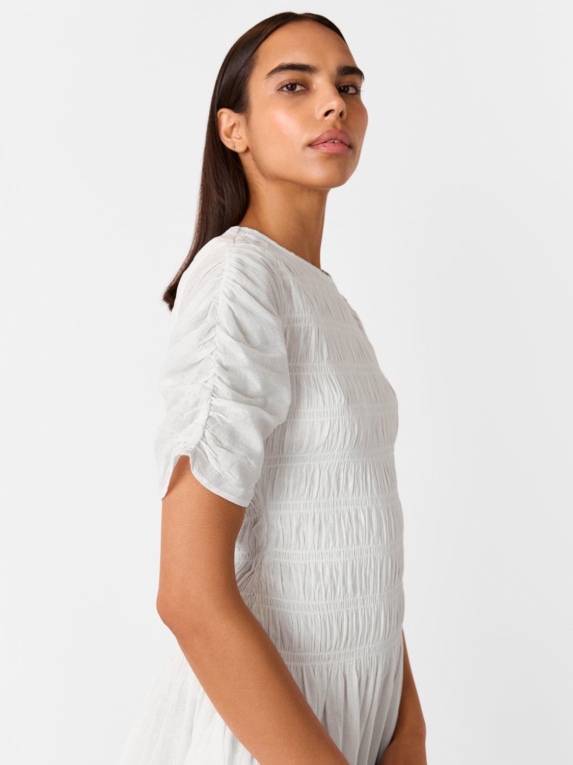 Product image 3 of 5, which shows Whistles Avery Cotton Smocked Midi Dress, White, 6