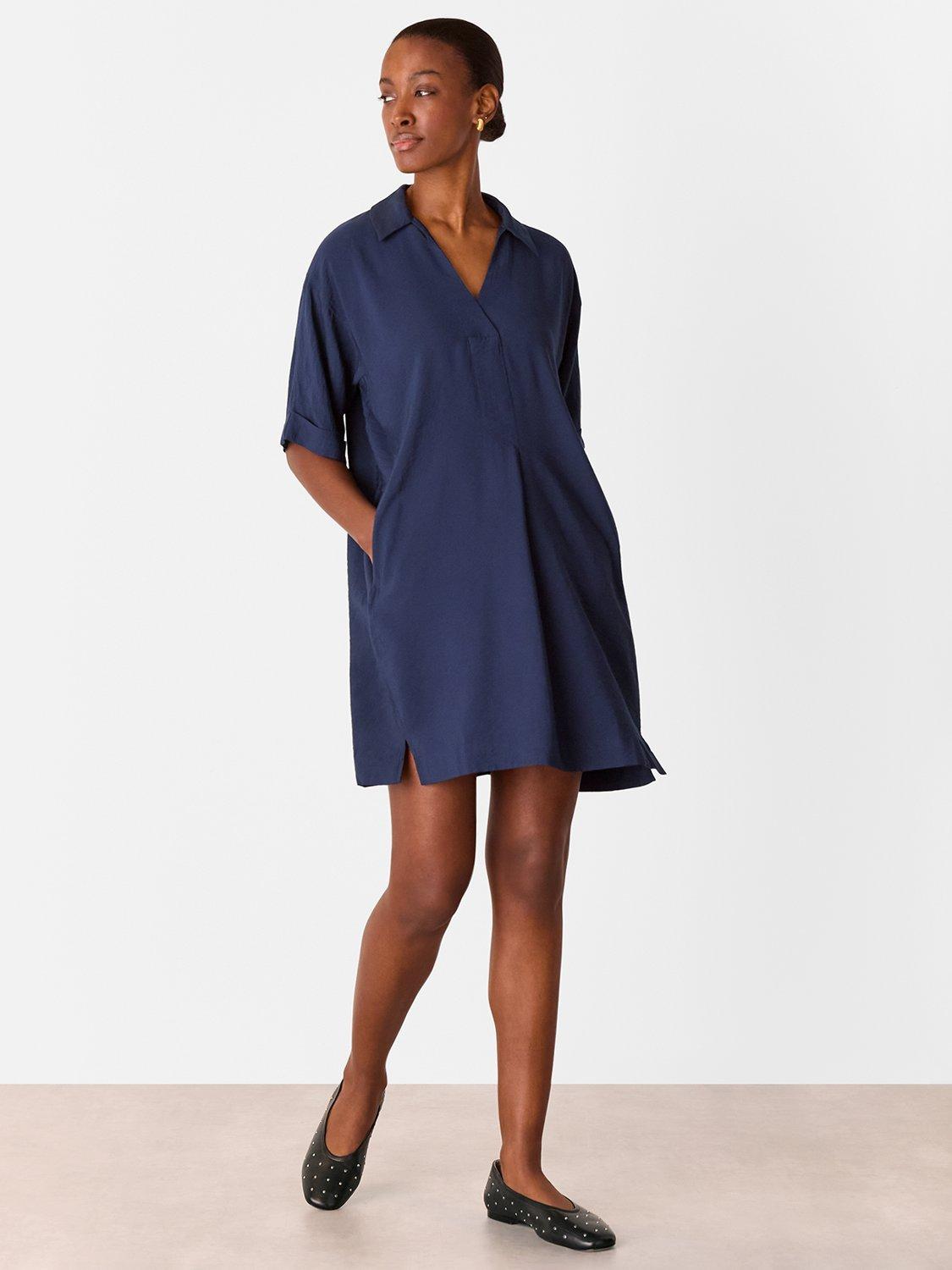 Whistles Melanie Viscose Blend Dress, Navy