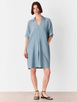 Whistles Melanie Smock Knee Length Shirt Dress, Pale Blue, Pale Blue