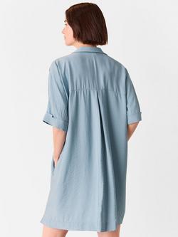 Whistles Melanie Smock Knee Length Shirt Dress, Pale Blue - view 2, Pale Blue