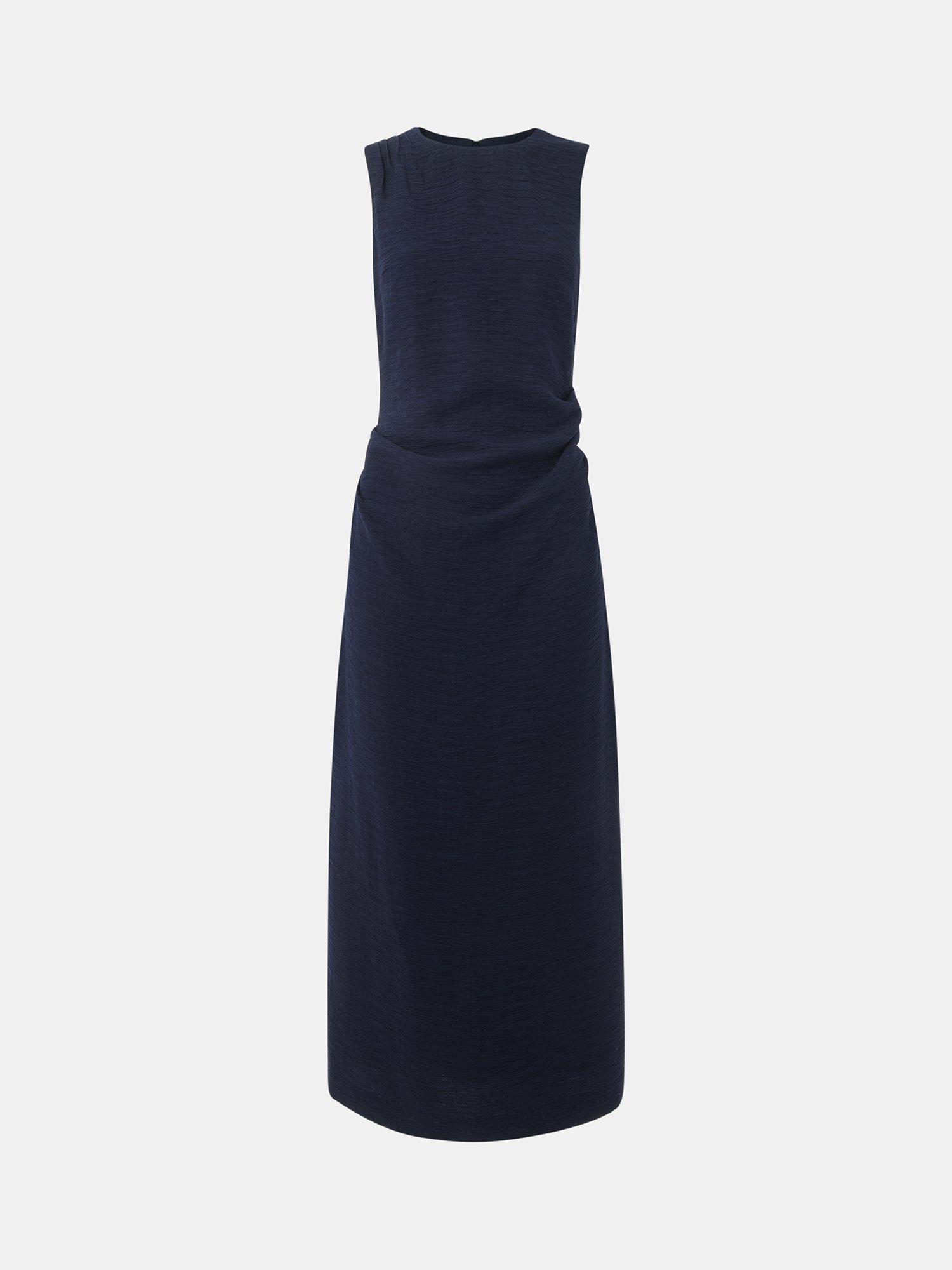 Product image 5 of 6, which shows Whistles Nora Textured Midi Dress, Navy, 8