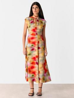 Whistles Photographic Flower Midi Dress, Multicolour - view 2, Multicolour