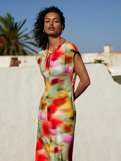 Whistles Photographic Flower Midi Dress, Multicolour, Multicolour