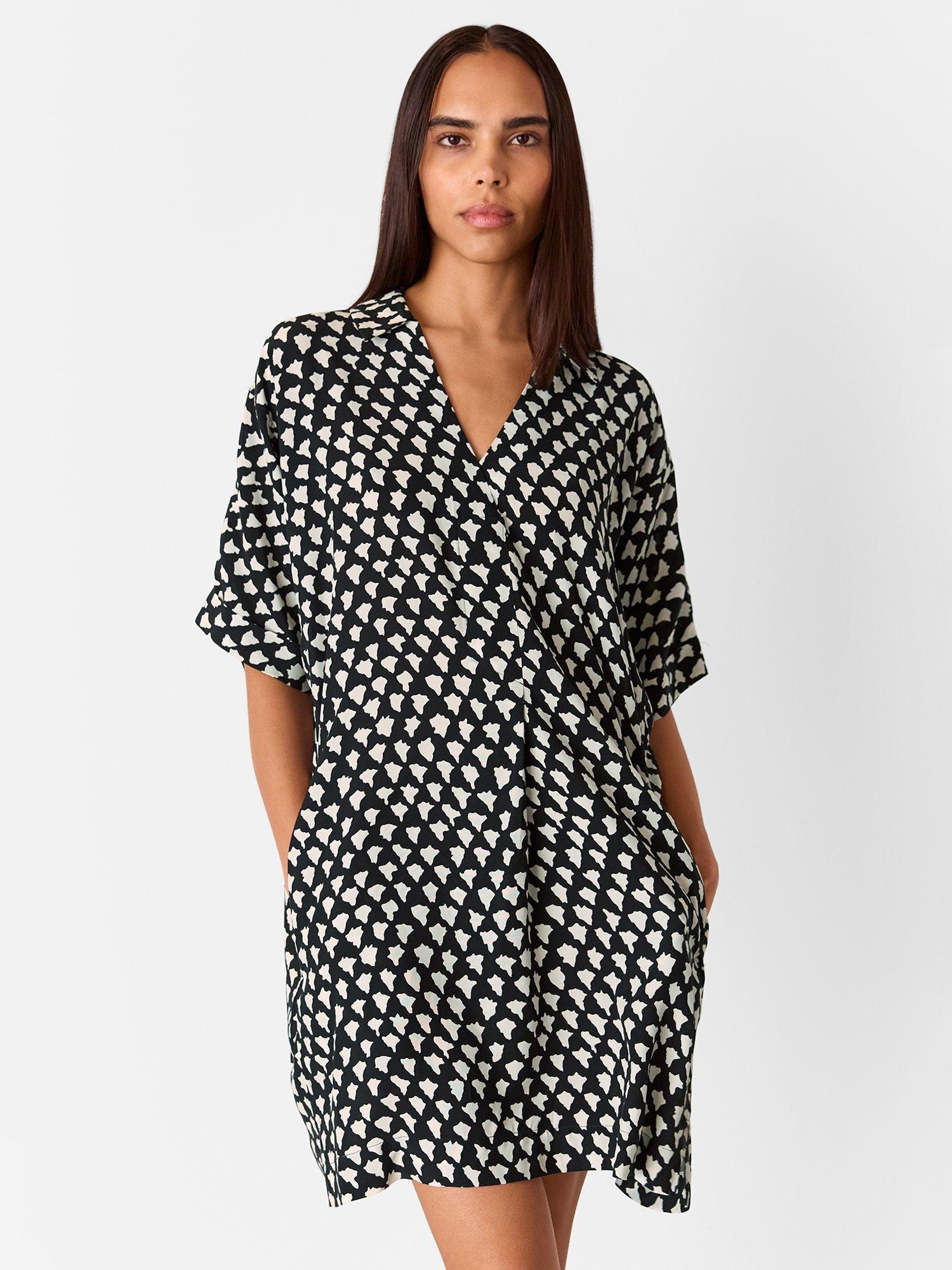 Product image 3 of 5, which shows Whistles Triangle Print Relaxed Fit Mini Dress, Black/Multi, 6