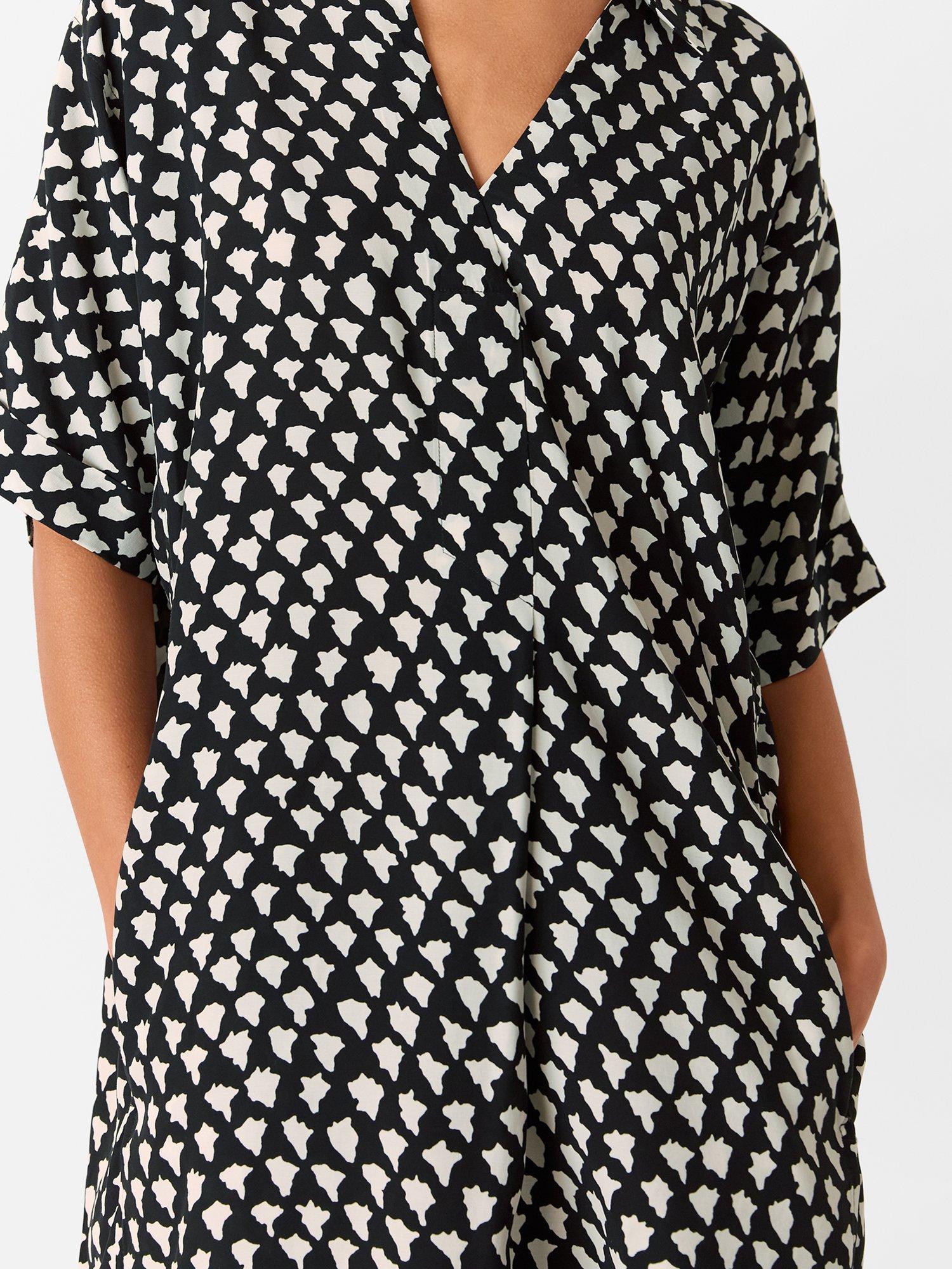 Product image 4 of 5, which shows Whistles Triangle Print Relaxed Fit Mini Dress, Black/Multi, 6