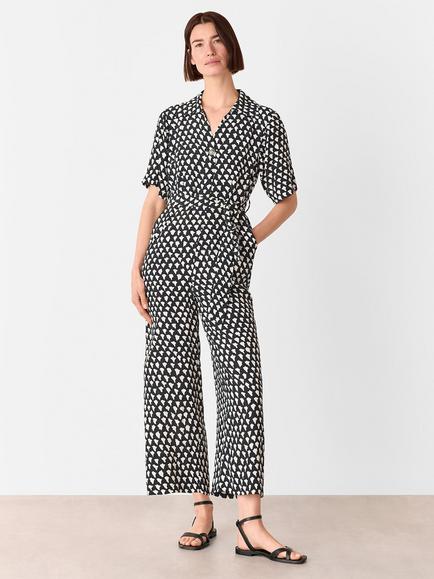 Whistles Abstract Triangle Cropped Jumpsuit, Black/Multi, Black/Multi