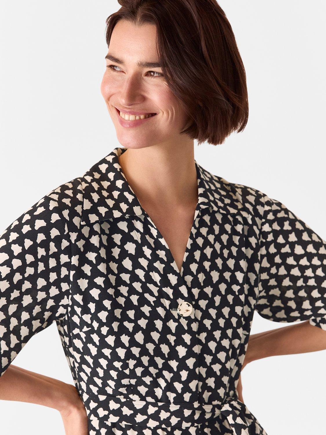 Product image 3 of 5, which shows Whistles Abstract Triangle Cropped Jumpsuit, Black/Multi, 6