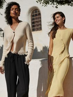 Whistles Fringe Detail Cardigan, Ivory, Ivory