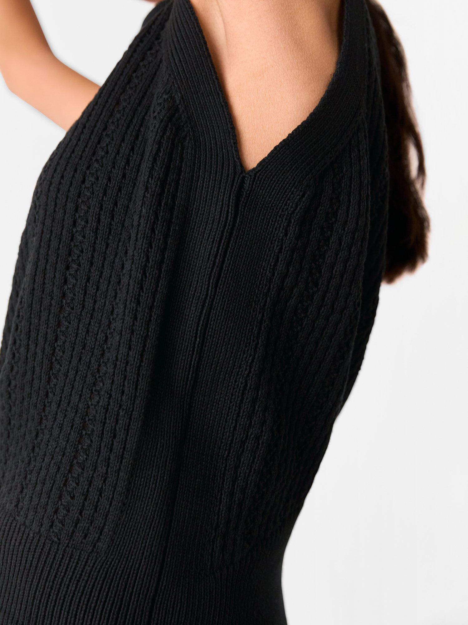 Product image 4 of 7, which shows Whistles Pointelle Knitted Tank, Black, S