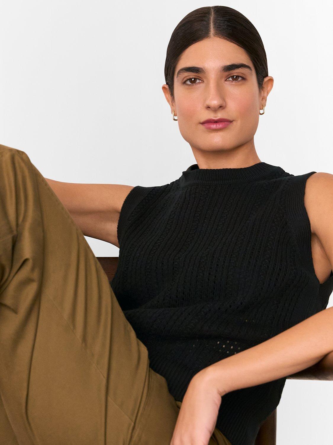 Product image 5 of 7, which shows Whistles Pointelle Knitted Tank, Black, S