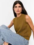Whistles Pointelle Knitted Tank, Olive