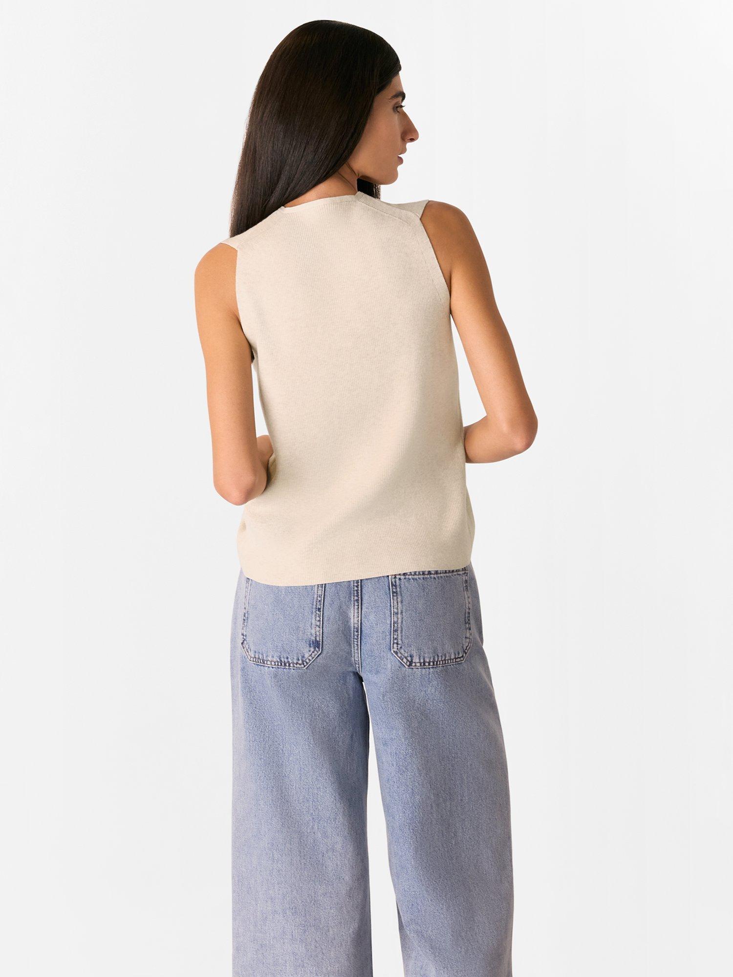 Product image 4 of 7, which shows Whistles Tie Front Detail Tank Top, Oatmeal, XS