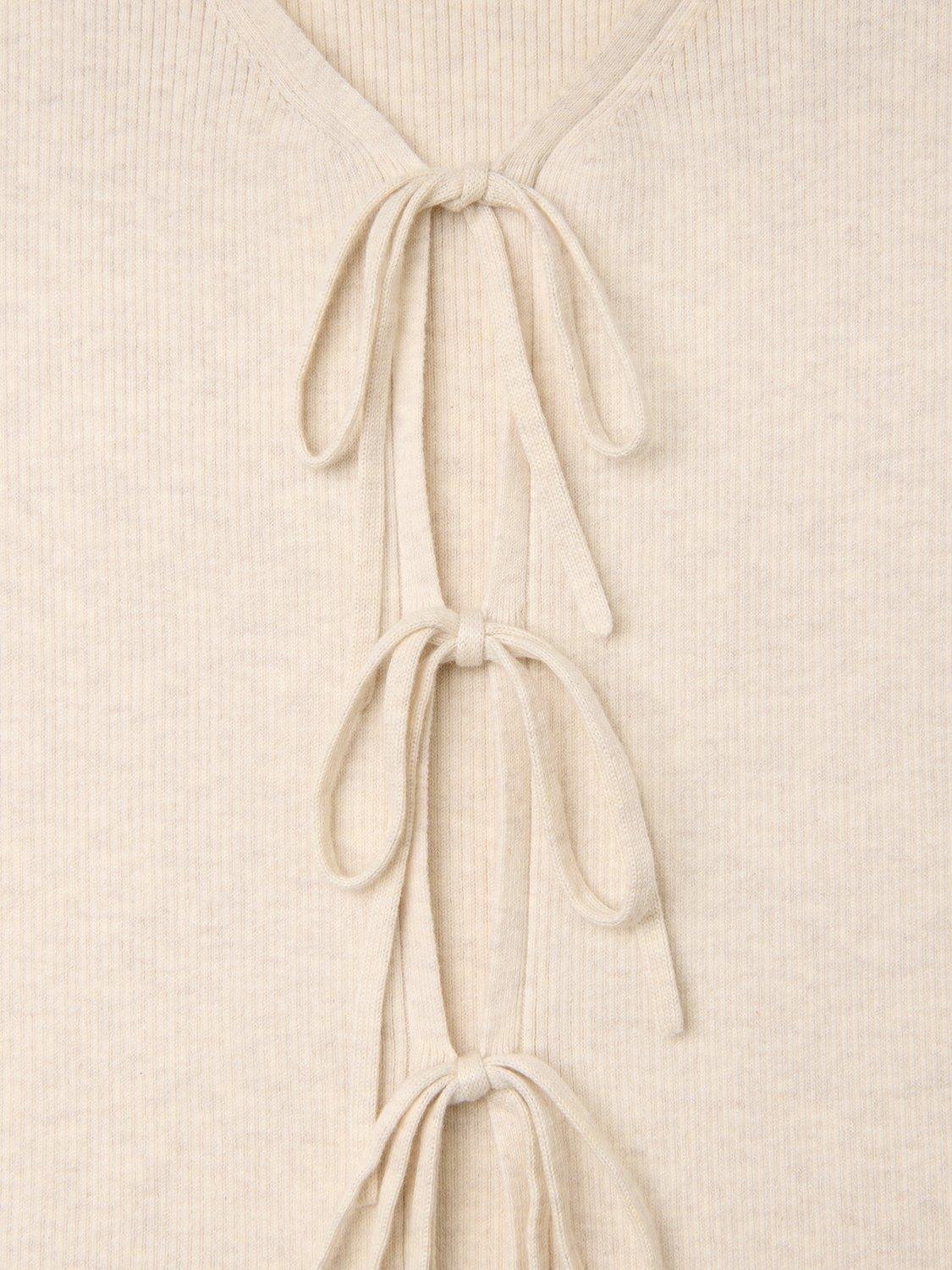 Product image 7 of 7, which shows Whistles Tie Front Detail Tank Top, Oatmeal, XS