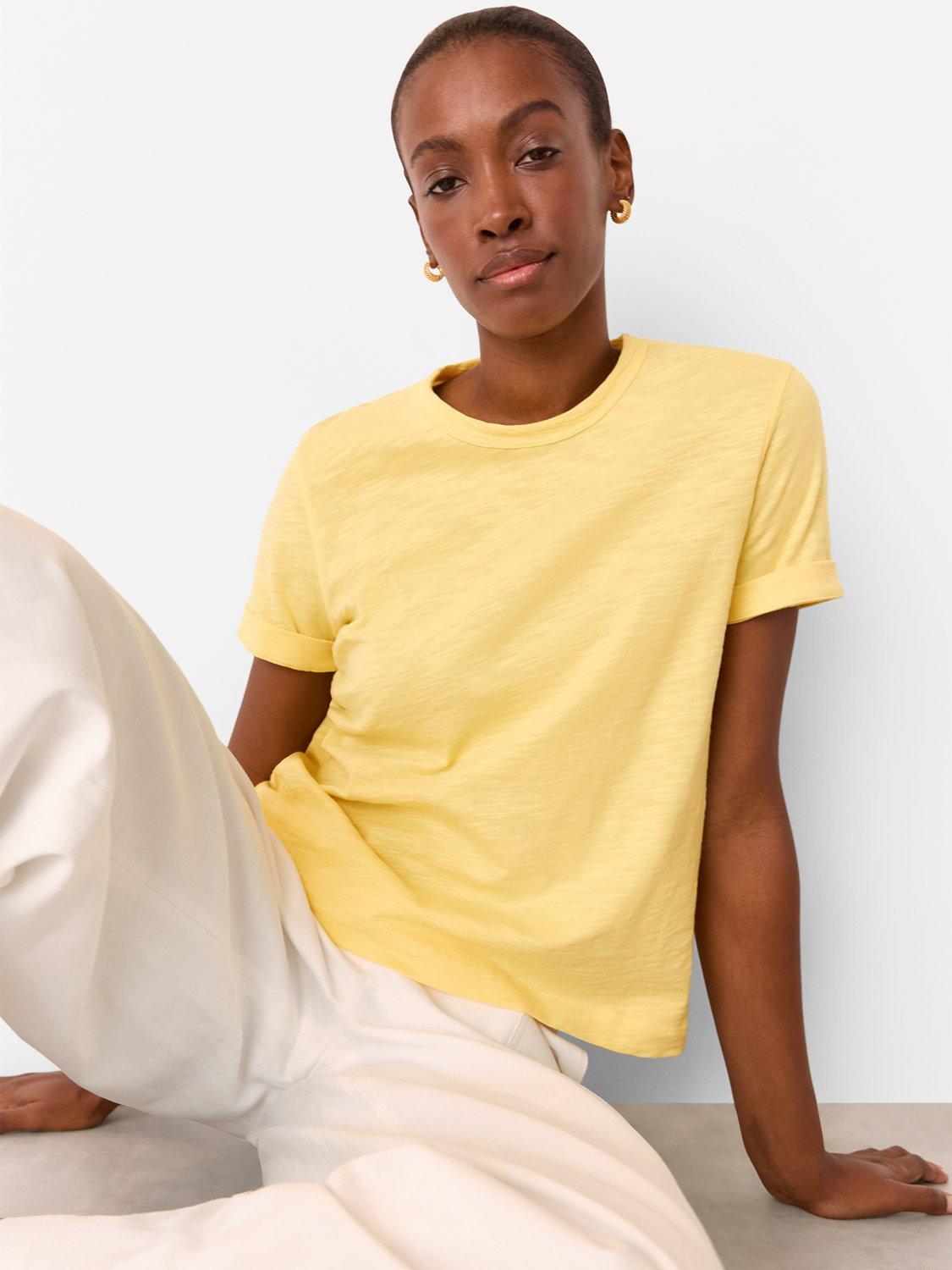 Product image 4 of 6, which shows Whistles Emily Ultimate Cotton T-Shirt, Yellow, XS