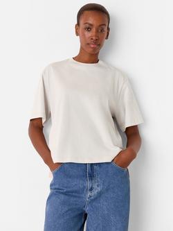 Whistles Relaxed Round Neck T-Shirt, Stone, Stone