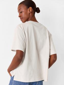 Whistles Relaxed Round Neck T-Shirt, Stone - view 2, Stone