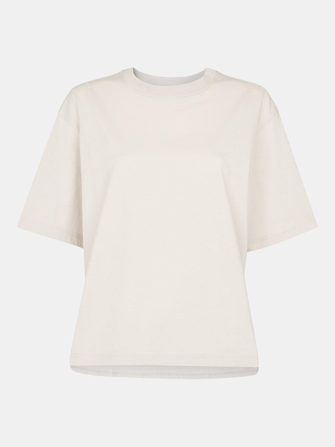 Product image 6 of 6, which shows Whistles Relaxed Round Neck T-Shirt, Stone, XS