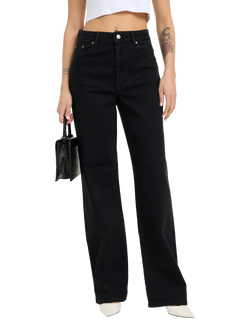 Gestuz Zolina High Waist Wide Leg Jeans, Washed Black, Washed Black