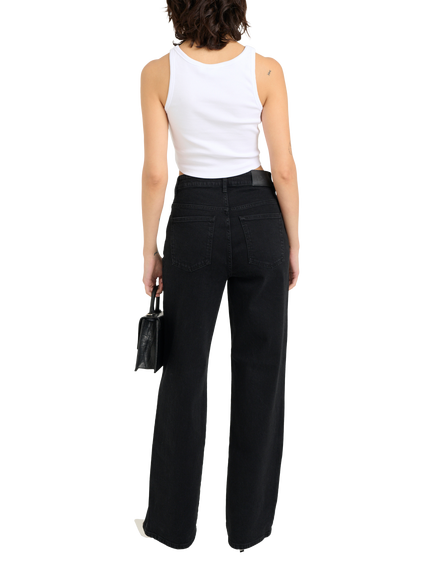 Gestuz Zolina High Waist Wide Leg Jeans, Washed Black - view 2, Washed Black