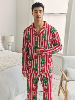 Chelsea Peers Christmas Stripe Teddy Pyjama Set, Red - view 2, Red