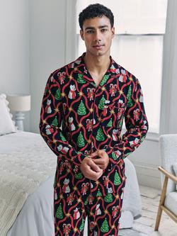 Chelsea Peers Christmas Westie Long Pyjama Set, Navy - view 2, Navy