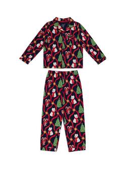 Chelsea Peers Kids' Christmas Westie Pyjama Set, Navy, Navy