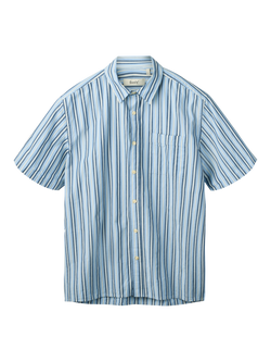 forét Atlas Stripe Cotton Shirt, Light Blue Stripe