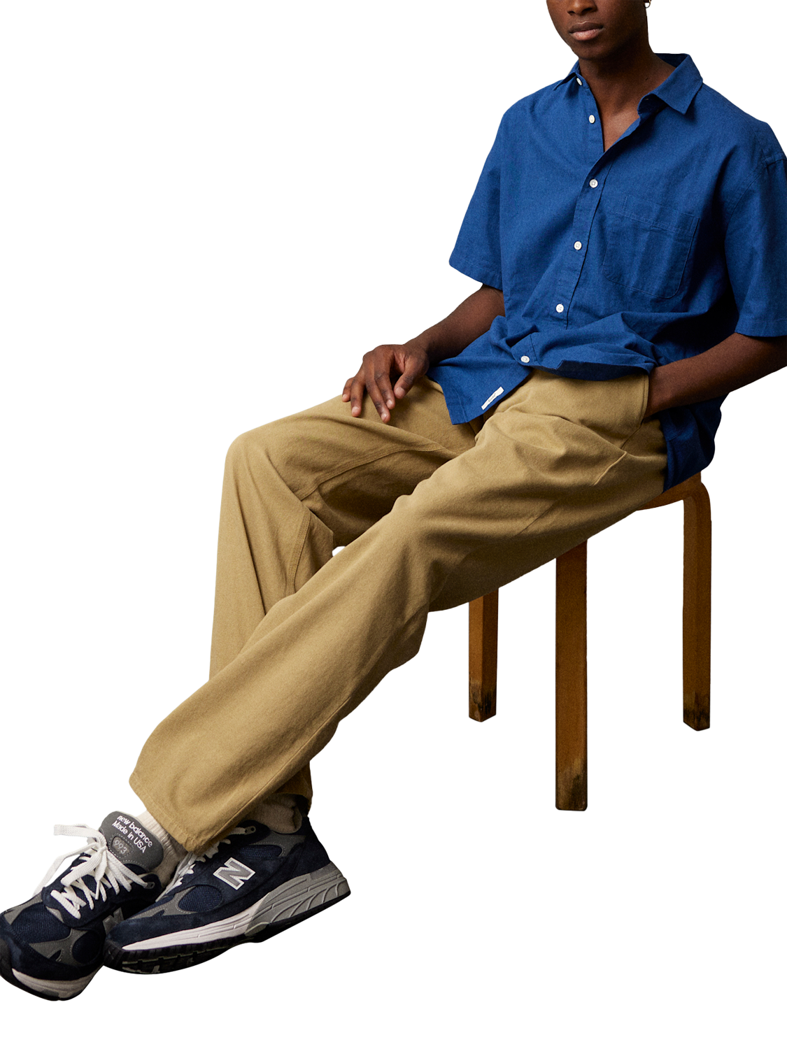 Product image 4 of 11, which shows forét Cosmos Cotton Linen Blend Shirt, Blue, S