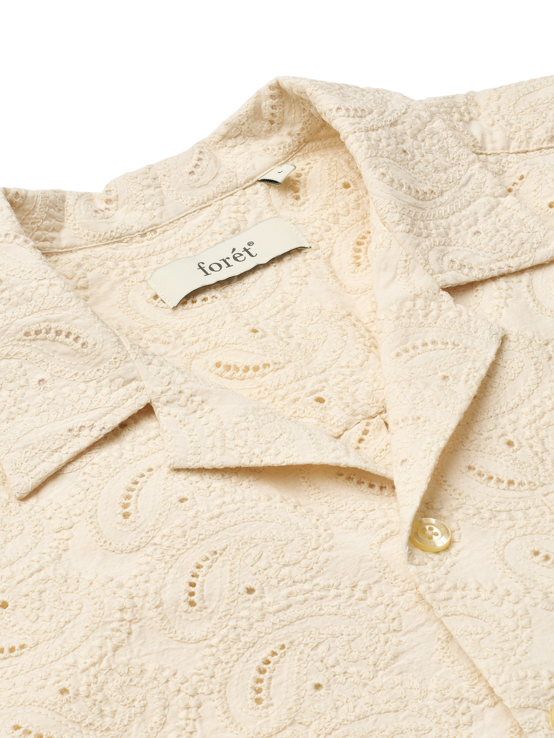 Product image 2 of 5, which shows forét Leo Paisley Cotton Shirt, Cloud, S