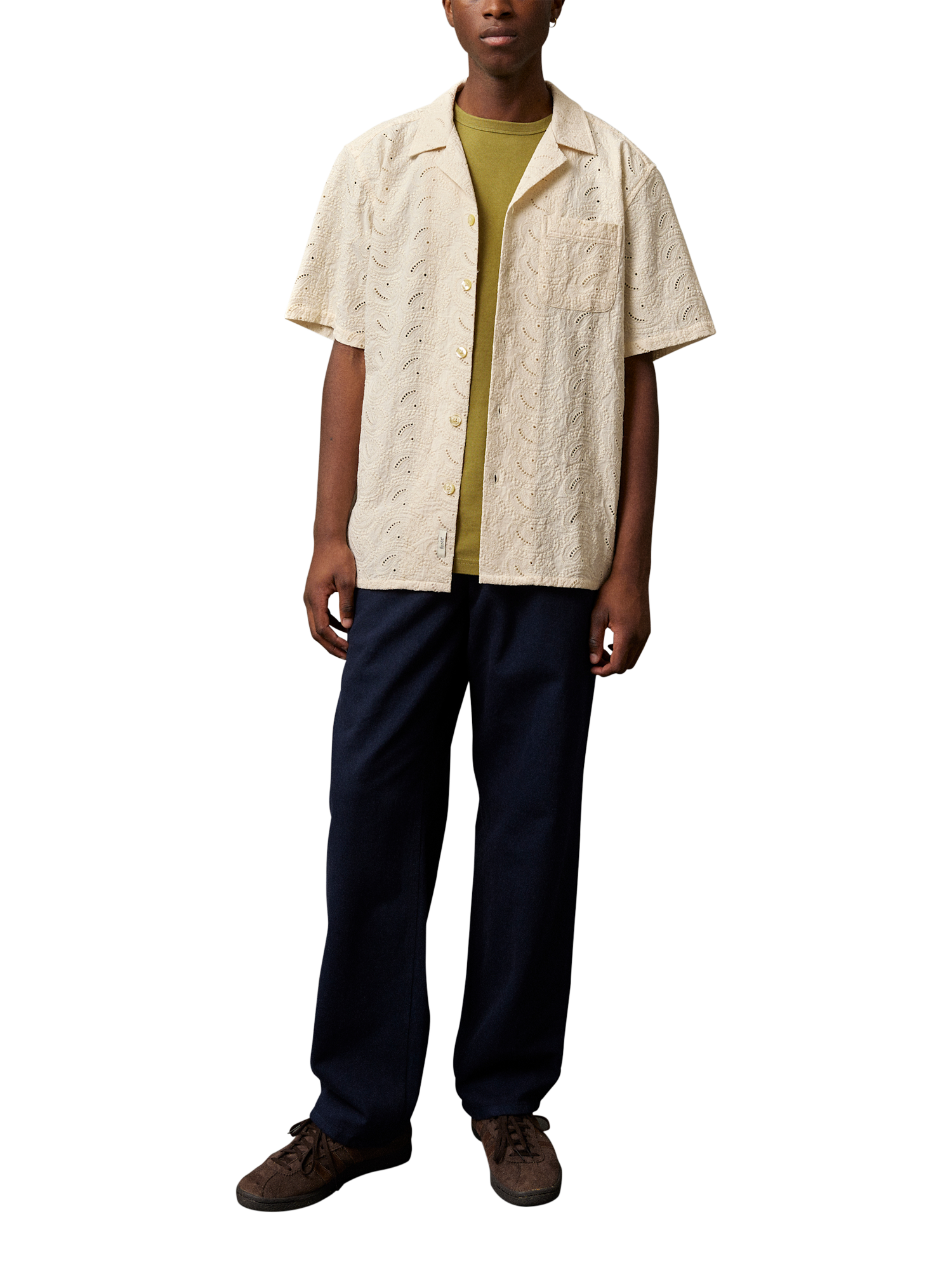 Product image 3 of 5, which shows forét Leo Paisley Cotton Shirt, Cloud, S