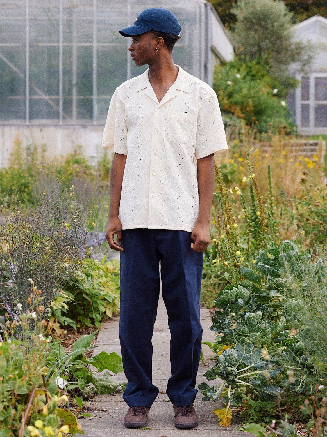 Product image 5 of 5, which shows forét Leo Paisley Cotton Shirt, Cloud, S