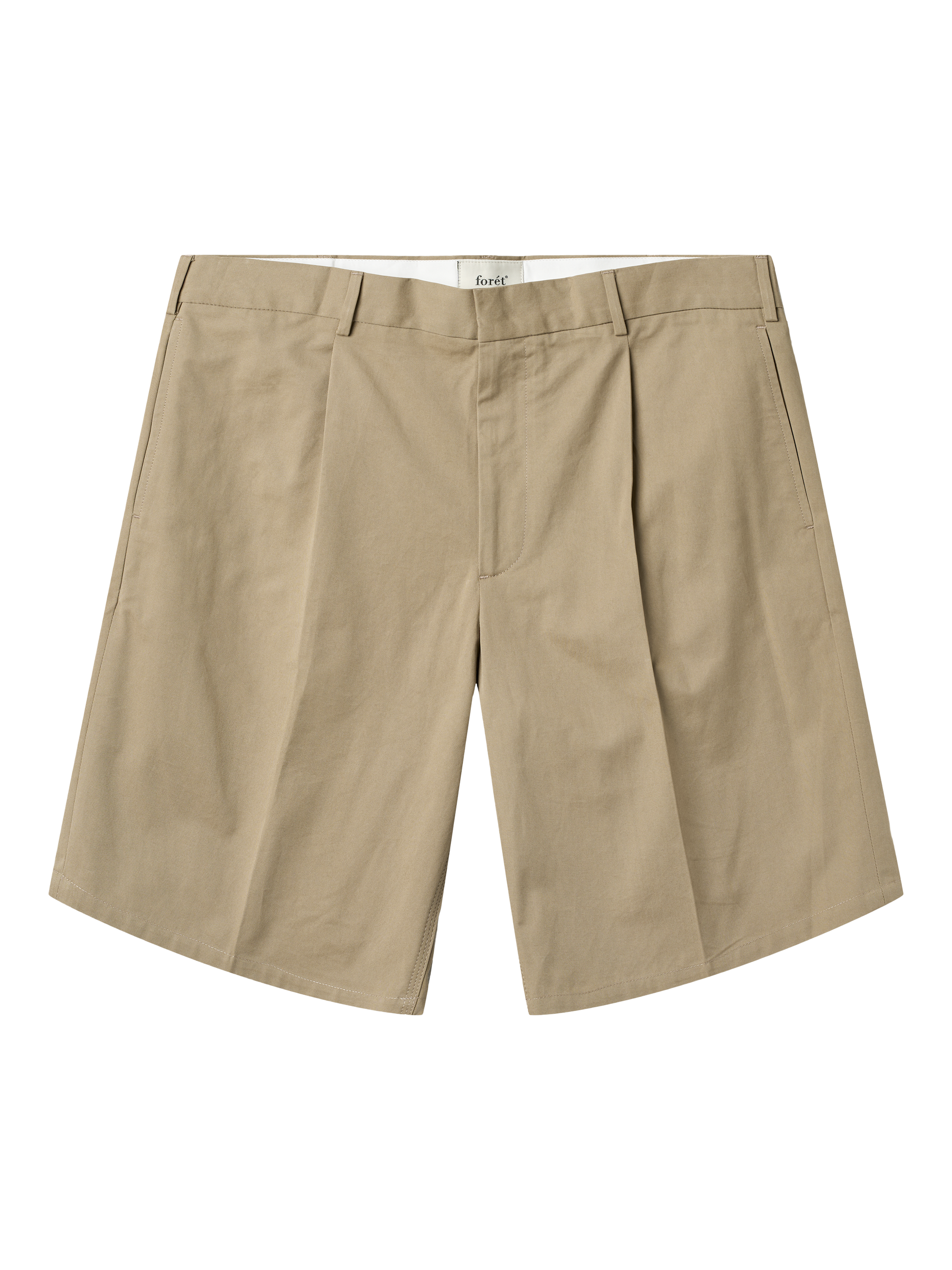 Product image 1 of 5, which shows forét Tailored Twill Writer Shorts, Khaki, 32R