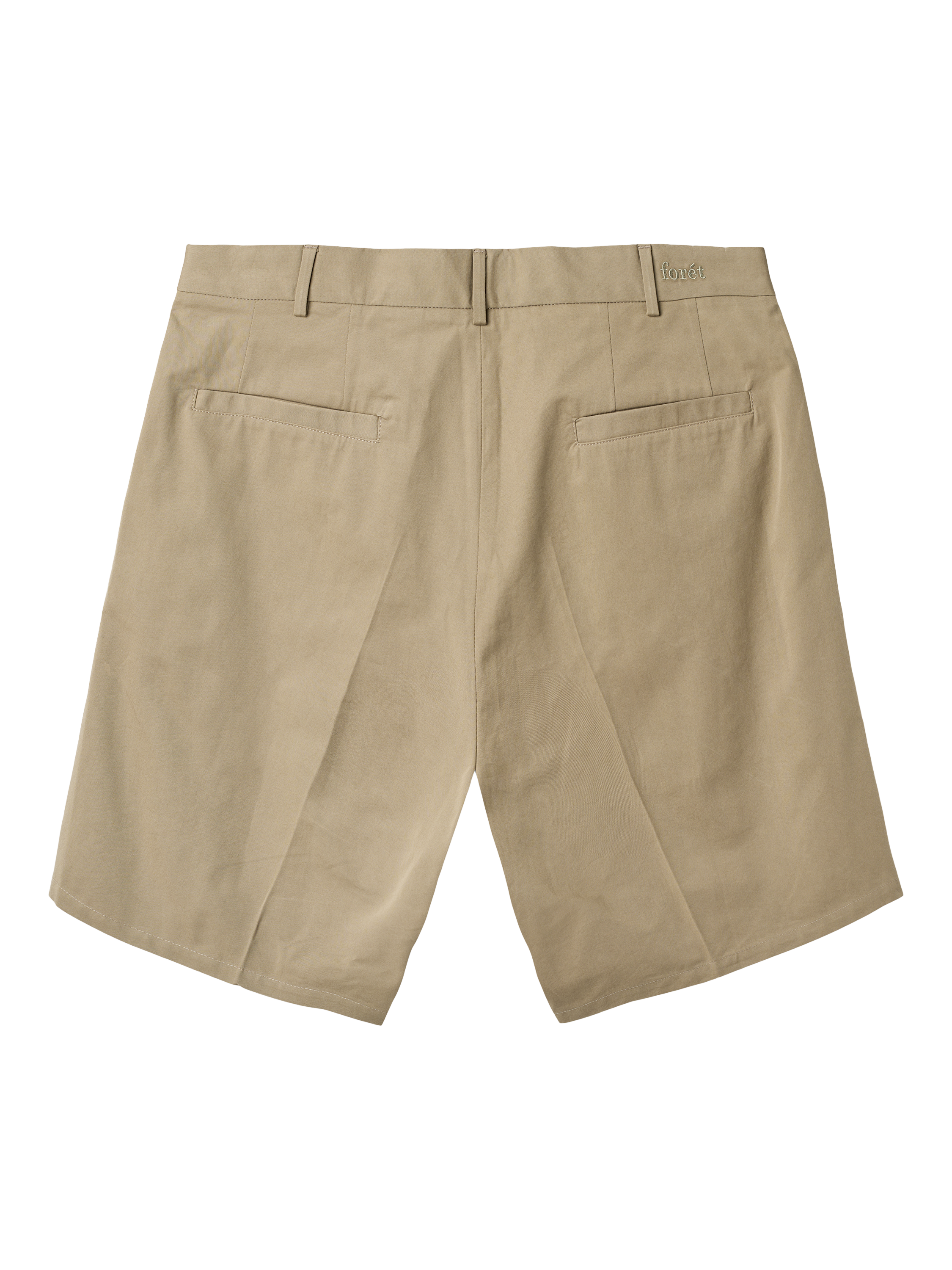 Product image 3 of 5, which shows forét Tailored Twill Writer Shorts, Khaki, 32R