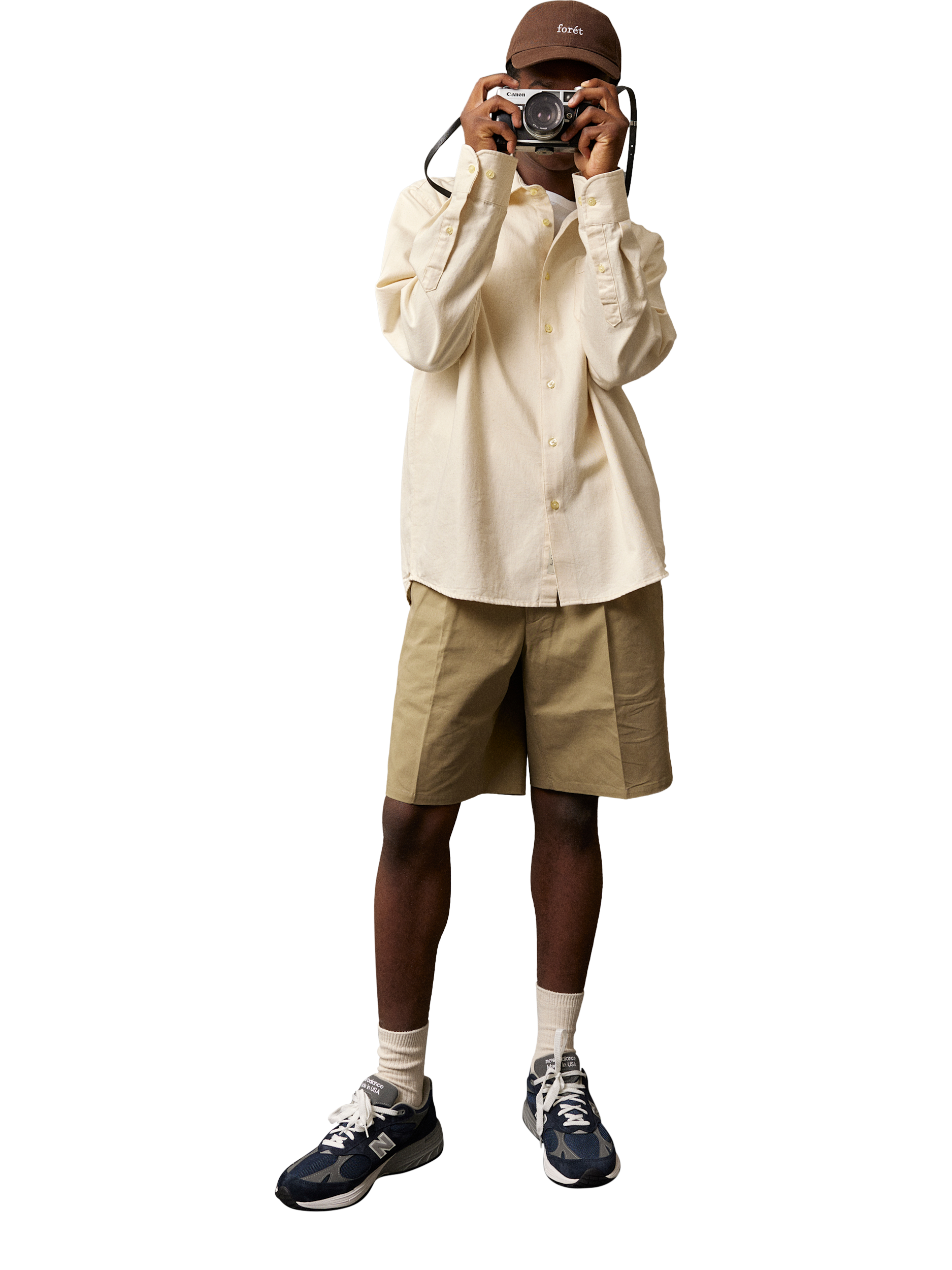 Product image 5 of 5, which shows forét Tailored Twill Writer Shorts, Khaki, 32R