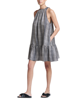 ASCENO Adana Pure Silk Mini Dress, Black/White - view 2, Black/White