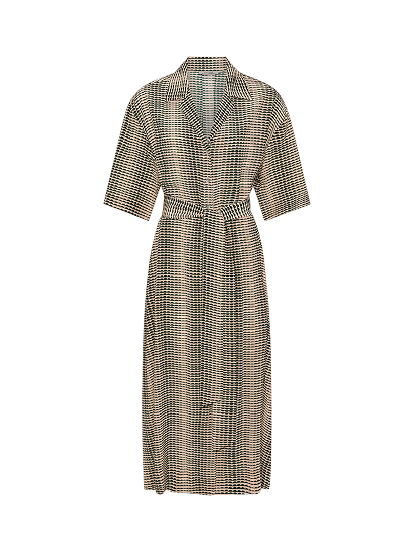 Product image 4 of 5, which shows ASCENO Larnaca Pure Silk Midi Dress, Green/White, S