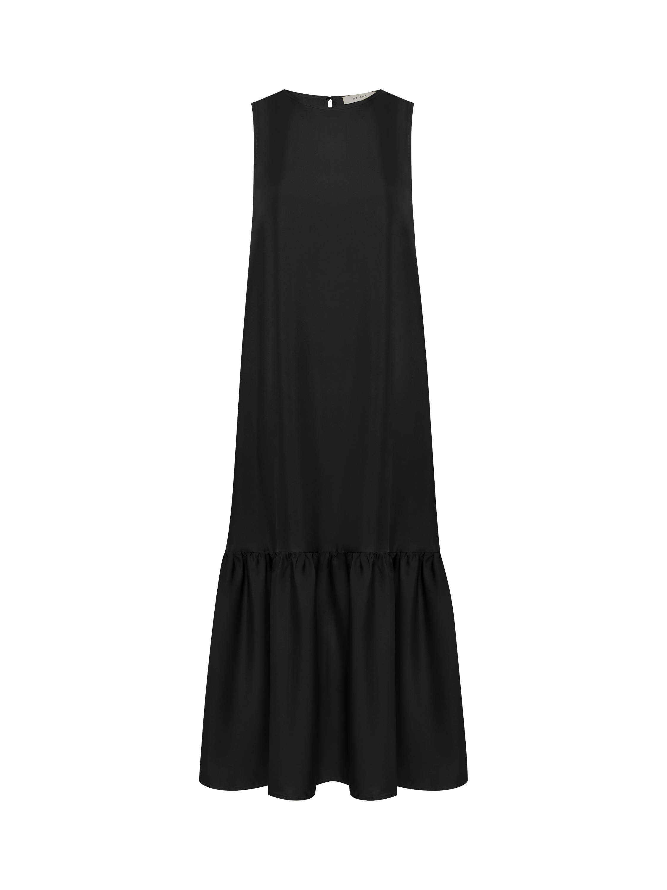 Product image 4 of 4, which shows ASCENO Rhea Pure Silk Charmeuse Dress, Black, XS
