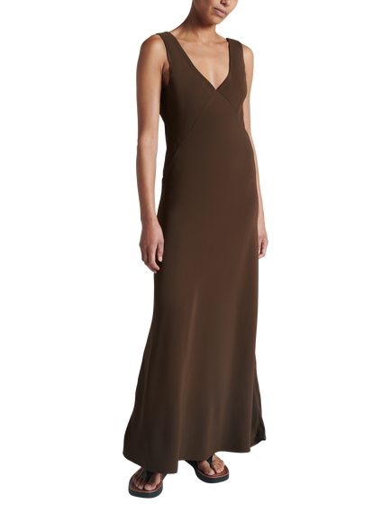 ASCENO The Bordeaux Maxi Dress, Brown, Brown