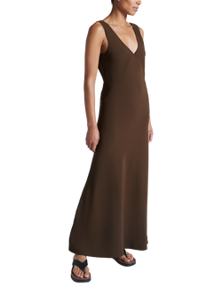 ASCENO The Bordeaux Maxi Dress, Brown - view 2, Brown