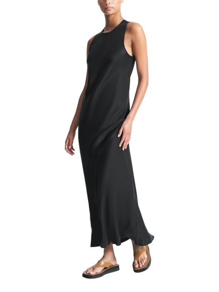 ASCENO The Valencia Pure Silk Slip Dress, Black - view 2, Black