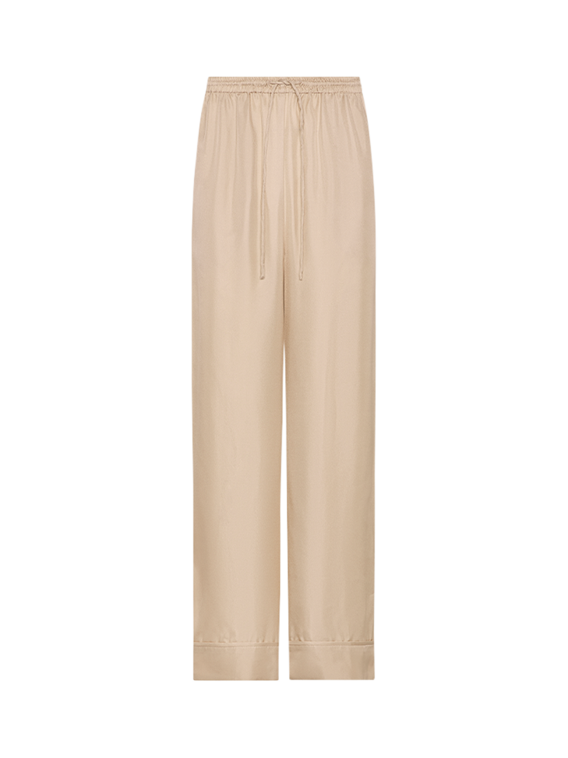 Product image 4 of 5, which shows ASCENO Brescia Wide Leg Silk Trousers, Stone, L
